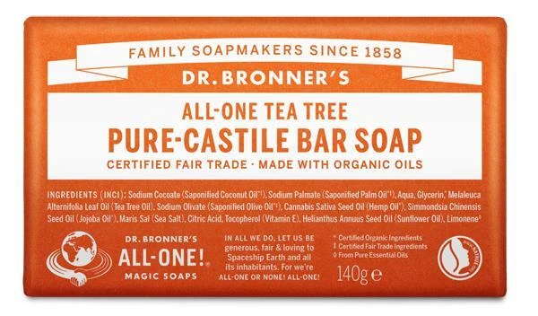 Dr Bronner Organic Tea Tree Soap Bar - 140g (Pack of 6)