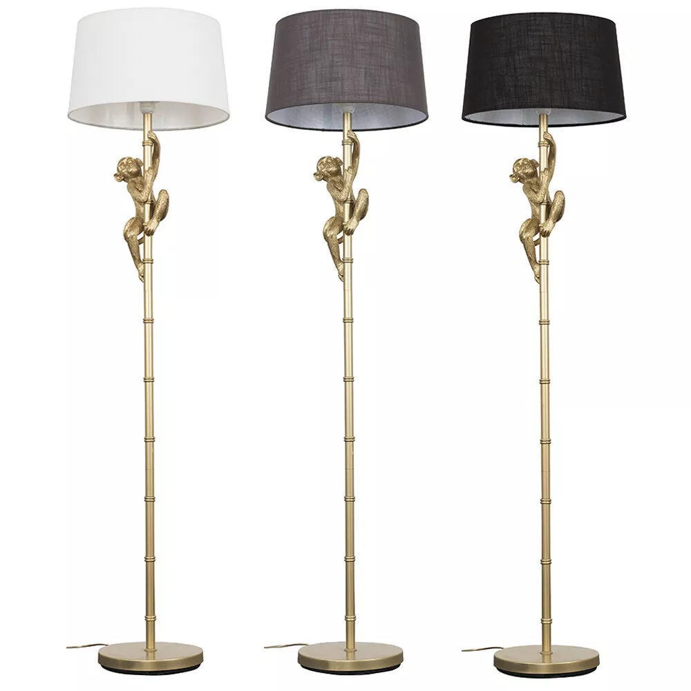 Retro Monkey Floor Lamp Tall Standard Light Living Room Lampshades LED Bulb