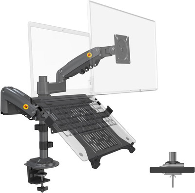 Dual Arm 2 in 1 Combo, Laptop Mount with Adjustable Tray for 10-17 Notebook, Ful