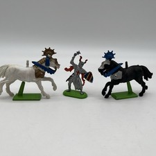 Britains Ltd. 1971 Deetails Medieval Figures- 2 horses and 1 knight