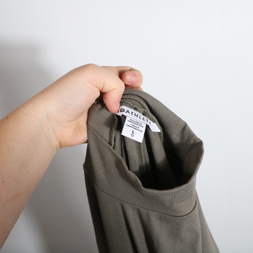 Abito donna Athleta Signature costina finto collo grande grigio elasticizzato modal aderente midi - Foto 5 di 8