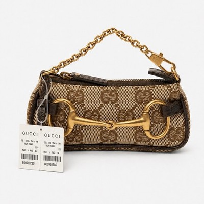 Gucci Tom Ford Era GG Canvas Horsebit Chain Mini Bag Pochette 115291 FAOKG
