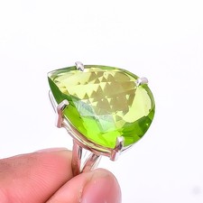 Peridot Solitaire 925 Sterling Silver Ring S.8 R41921383, Christmas Gift