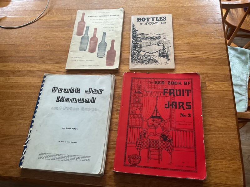 4 ANTIQUE BOTTLES COLLECTOR BOOKS: FRUIT JARS - WHISKEY  - MISC.