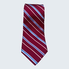 Michael Kors Striped Red Blue 100% Silk Neck Tie Made In USA 60" x 3.25"