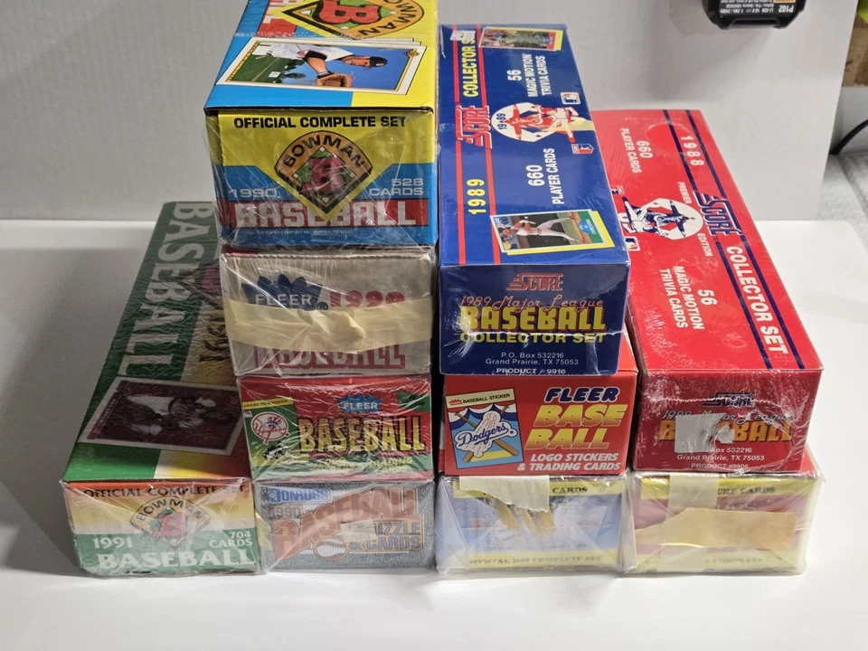 ⚾ Lote de conjuntos de fábrica de béisbol 1988-1991 (10 en total) - Topps, Fleer, Bowman, puntuación, Foto 2 de 4