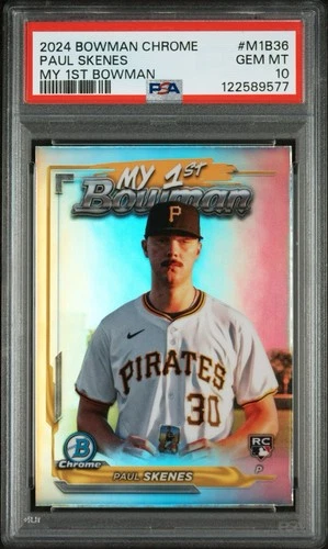 PSA 10 2024 Bowman Chrome Paul Skenes #M1B-36 My First Bowman Refractor RC RARE