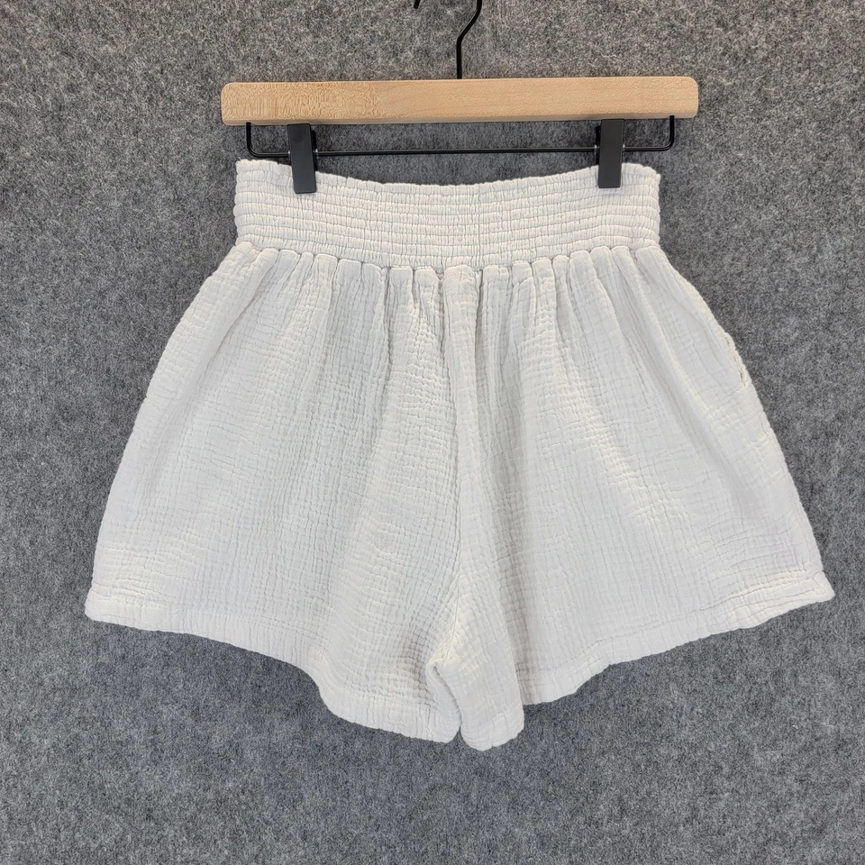 Pantalones Cortos Joie Gasa Para Mujer M Tiro Alto Cintura Elástica Cordón Bolsillos Algodón Foto 2 de 4