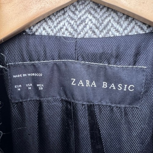 Zara Military Herringbone Wool Blend Coat Medium - Picture 7 of 9