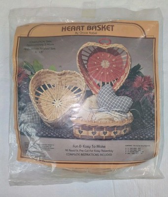 Vtg 1985 Heart Basket Weaving Kit by Grace Kabel NIP 4''x 8'' Finished Size