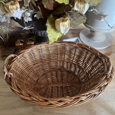 Vtg Oval Handled Woven Willow Wicker Basket Rustic Country Farmhouse 17  