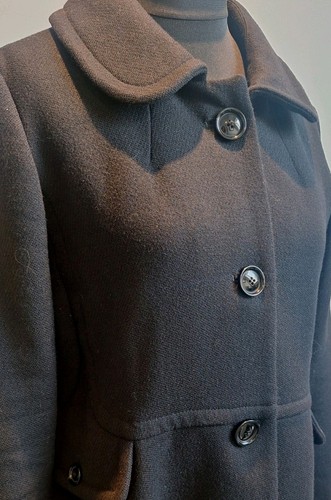 Toast Virgin Wool Coat Black Size 12 Pockets Classic Overcoat - Picture 5 of 11