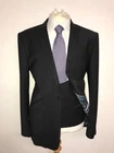 WILLIAM HUNT Savile - 3 PIECE Plain BLACK WOOL SUIT - 42 Reg - W36 L31 -GORGEOUS