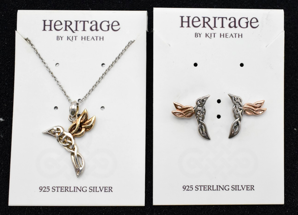 Heritage by Kit Heath Celtic Creatures Hummingbird Sterling Necklace  Earrings