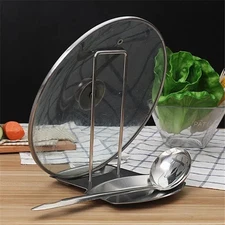 Stainless Steel Spoon Rest & Pot Lid Holder Rack Kitchen Utensil Stand