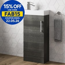 Cloakroom Freestanding Vanity Unit Modern Bathroom Compact Basin Sink Charcoal
