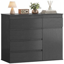 HOMCOM Sideboard Storage Cabinet, Kitchen Cupboard with 5 Drawers, Black
