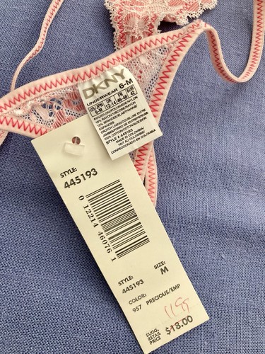 DKNY 36 Bügel BH transparent + 2 M Tanga G-String Höschen rosa grün blau 3 Stück Posten - Bild 13 von 18