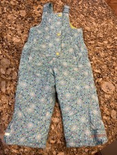Hanna Andersson Hanna Outdoor Blue Floral Overalls Snow Bib Snowsuit 90 3T