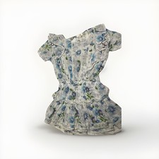 LoveShackFancy Blue Floral Lace Trim Ruffle Mini Dress Cotton Smocked Waist XS