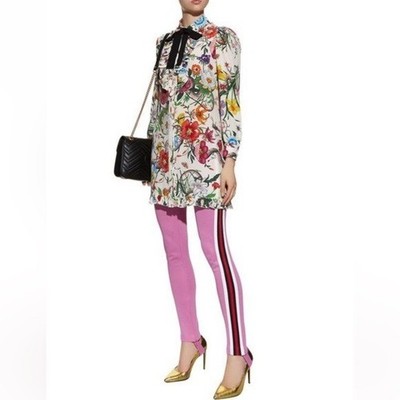 Gucci pink jersey web striped stirrup trousers Small