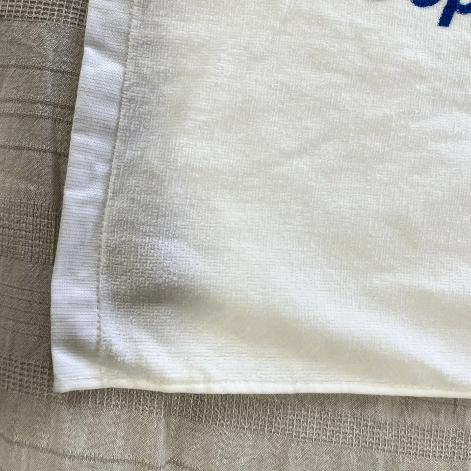 "Toalla de tenis oficial de algodón 2018 blanco amarillo azul 24"" x 42"" US Open Tennis" Foto 3 de 4