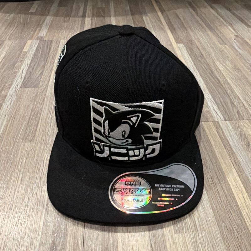 Concept One Sonic the Hedgehog Black Adjustable Snapback Hat w/ Japanese Patches