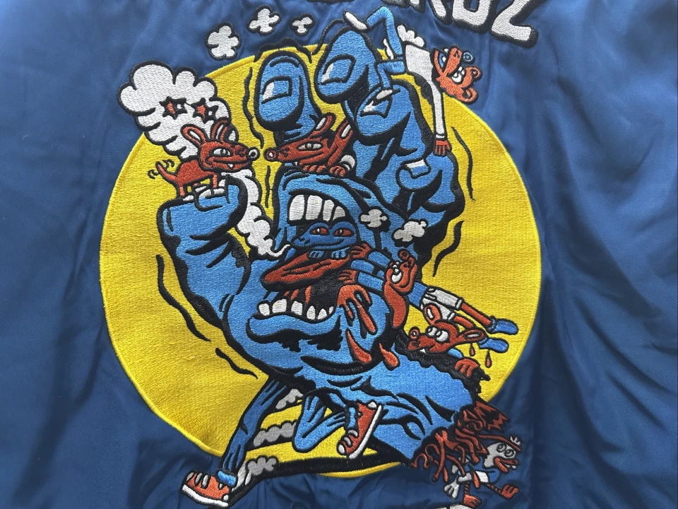 Santa Cruz x Killer Acid Embroidered Bomber Full Zip Blue Jacket - Size Small - Image 4 of 4