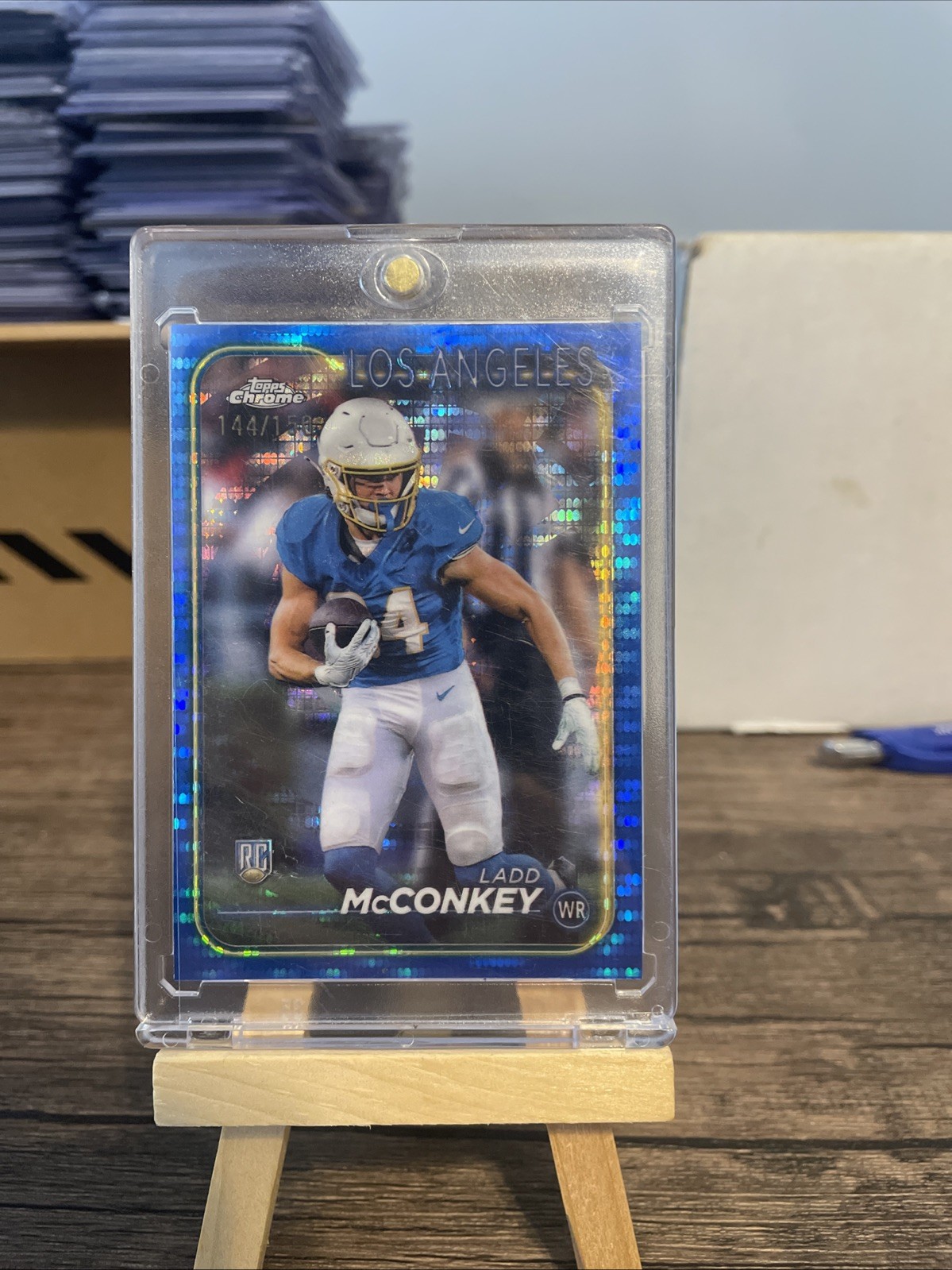 2024 Topps Chrome - Rookies Ladd McConkey #212 Blue Refractor /150 (RC)