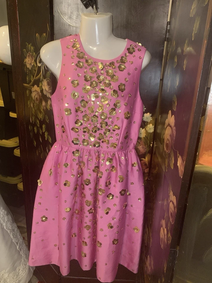 Vestido Kate Spade New York MADISON AVENUE COLLECTION ROSA Dorado Lentejuelas Talla 4 Único Foto 3 de 4