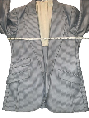 70s Vintage Montgomery Ward Light Blue Pinstripe 3pc Mens Suit Size 42 - Bild 19 von 24