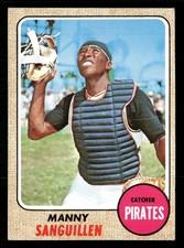 1968 Topps #251 Manny Sanguillen RC Rookie - Crease across center