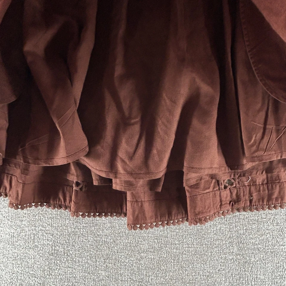 By Anthropologie Skirt Women Size Large Brown Elastic Waist Lined Casual Pockets - Image 4 of 4