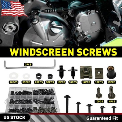 253X Motorcycle Fairing Bolt Kits M5 M6 Windscreen Screws Fastener Clips Black