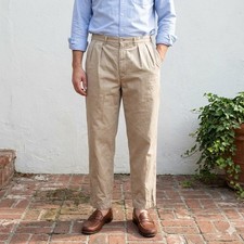 Vintage Polo Ralph Lauren Andrew Pants Mens 36 Khaki Pleated Cotton Preppy