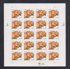 US Stamp Scott #3036a Red Fox $1 Sheet XF MNH - 2002 Reissue w/ 11.75 Die Cut