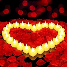 2000 Pcs Artificial Rose Petals with 24 Pcs Romantic Flameless Candles, LED H...