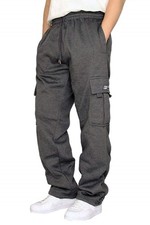 Men's Heavyweight Fleece Baggy Cargo Sweatpants,Drawstring Pants with Pockets...
