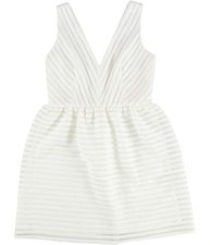 bar III Womens Illusion-Stripe Fit & Flare Dress, white, 6
