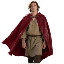 Joukavor Velvet Hooded Cloak Medieval Renaissance Cape with Hood for Men Wome...