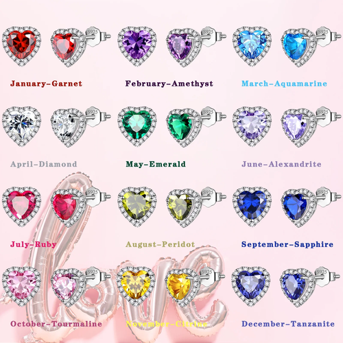Pink Heart Earrings Women October Birthstone Earrings Tourmaline CZ 925 Sterling - Picture 4 of 12