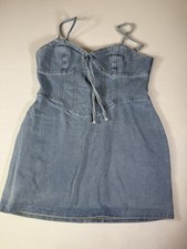 NWT PrettyLittleThing Light Blue Wash Denim Dress Size 10