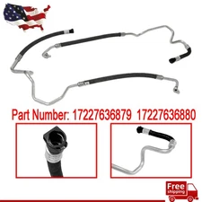 2Pcs Inlet & Outlet Engine Oil Cooler Hose Pipe 17227636879 For BMW 535i 640i