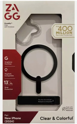 Zagg Piccadilly Snap Case with Kickstand and MagSafe  For iPhone 16 Clear Black