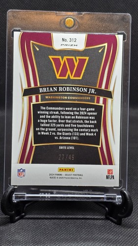 2024 NFL Select Brian Robinson JR Suite Lelel Red MOJO /49 Commanders - Picture 2 of 2