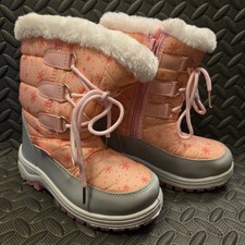 Kids Winter Snow Boots Pink Faux Fur Lined EU 30 US 12  13 Lace Up Zip