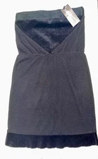 NWT Designers Remix Unique Vintage Wool & Corduroy Strapless Little Black Dress