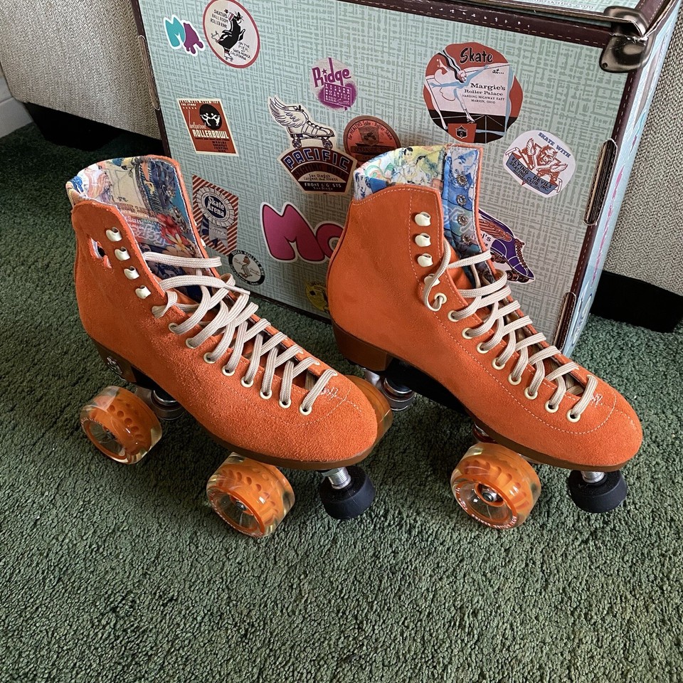 Moxi Lolly Clementine Orange Suede Leather Quad Fashion Roller Skates