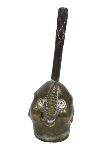 Antiker massiver Messing Elefant Hand Glocke Rüssel Lehrer EINZIGARTIG 3,5"