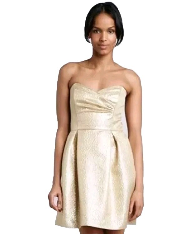 strapless open back dress Green Black Halter Pleated Metallic Dress main image 1